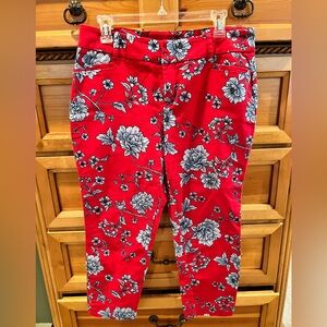 Roz & Ali Red Floral Trousers Sz 12P